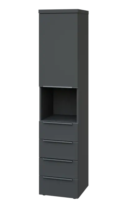 SIN 5 - 44ZND kancelářská skříň, 4-zásuvková/nika, 1-dveřová, levá, 1820x400x400, antracit